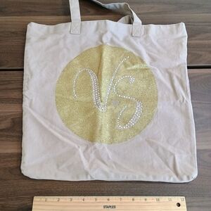 Victoria's Secret Gold Glitter and Cream Tote Bag